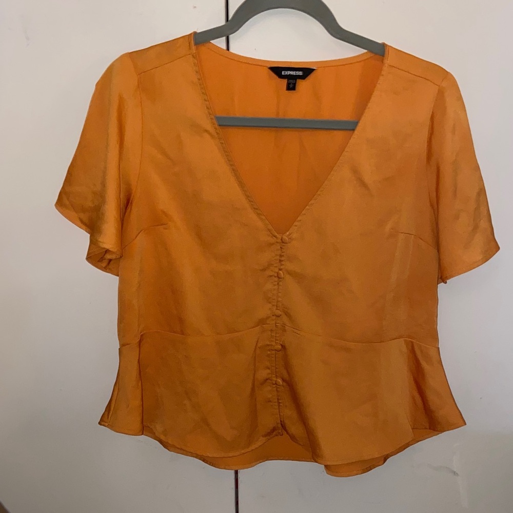 Express Women's Tangerine V-Neck Blouse